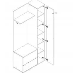Mobile ingresso 90x195h cm con specchio bianco opaco Rak Gihome®