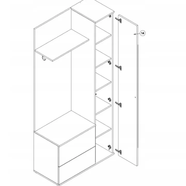 Mobile ingresso 90x195h cm con specchio bianco opaco Rak Gihome®