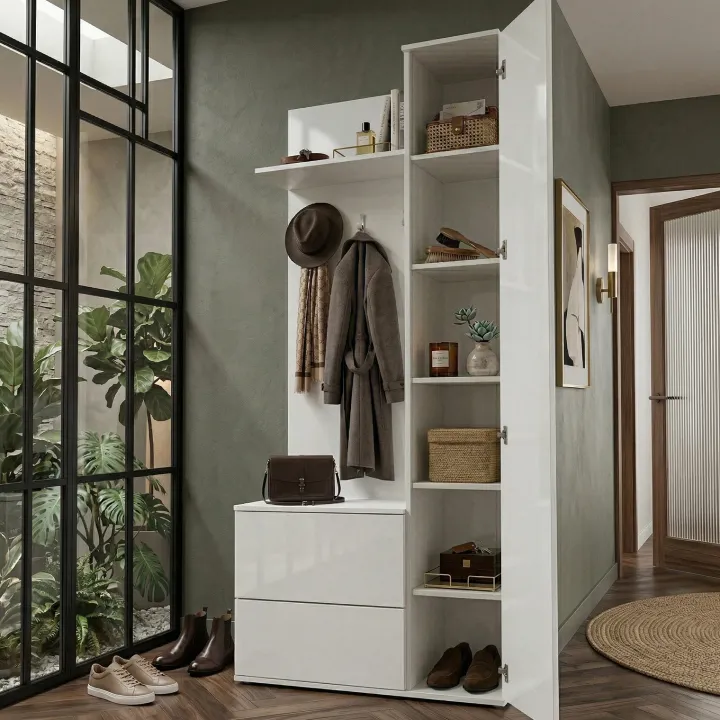 Mobile ingresso 90x195h cm con specchio bianco opaco Rak Gihome®