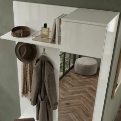 Mobile ingresso 90x195h cm con specchio bianco opaco Rak Gihome®