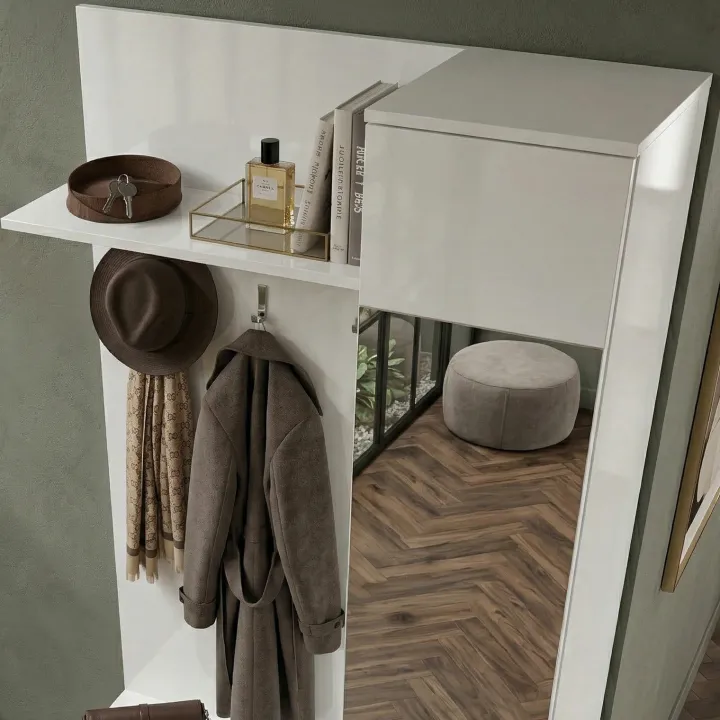 Mobile ingresso 90x195h cm con specchio bianco opaco Rak Gihome®