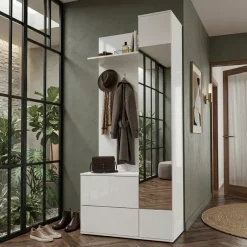 Mobile ingresso 90x195h cm con specchio bianco opaco Rak Gihome®