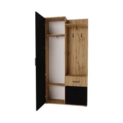 Mobile ingresso 97x195h cm con specchio 1 cassetto 2 ante rovere nero Assen
