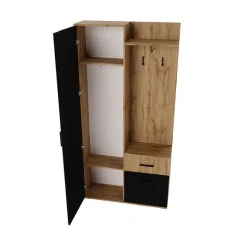 Mobile ingresso 97x195h cm con specchio 1 cassetto 2 ante rovere nero Assen