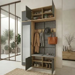 Mobile ingresso 135x231h cm con specchio rovere grafite Arat