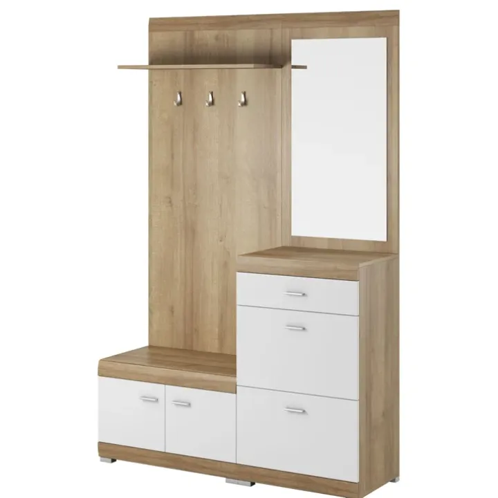 Mobile ingresso 135x197h cm con specchio bianco rovere Mare Gihome®
