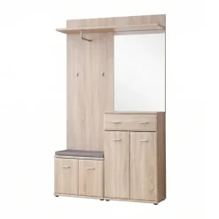 Mobile ingresso 120x203h cm con specchio e appendiabiti rovere sonoma California 2 Gihome®