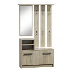 Mobile ingresso 85x180h cm con specchio scarpiera rovere Bergen