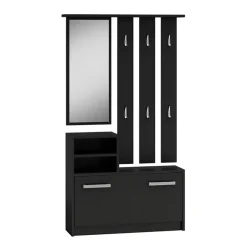 Mobile ingresso 85x180h cm con specchio scarpiera nero Bergen