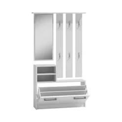 Mobile ingresso 85x180h cm con specchio scarpiera bianco Bergen