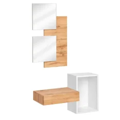 Mobile ingresso 100x170h cm con specchio rovere bianco Dante 1 Gihome®