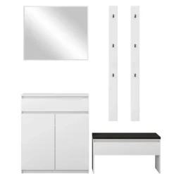 Mobile ingresso 200x230h cm con specchio appendiabiti bianco Accent