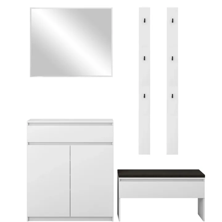 Mobile ingresso 200x230h cm con specchio appendiabiti bianco Accent