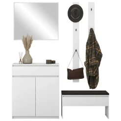 Mobile ingresso 200x230h cm con specchio appendiabiti bianco Accent