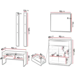 Mobile ingresso 200x230h cm con specchio appendiabiti grigio Accent