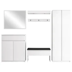 Mobile ingresso 300x200h cm con specchio appendiabiti armadio bianco Accent