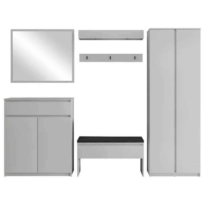 Mobile ingresso 300x200h cm con specchio appendiabiti armadio grigio Accent