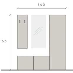 Mobile ingresso 165x186h cm grigio chiaro rovere chiaro Sunset 112