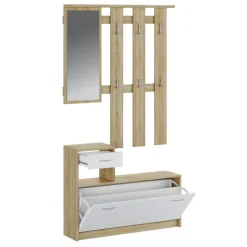 Mobile ingresso 100x190h cm moderno bianco opaco rovere Thomas