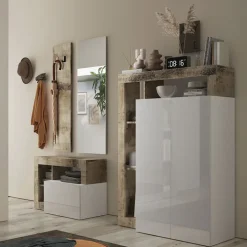 Mobile ingresso 91x173h cm moderno bianco lucido pero Invictus