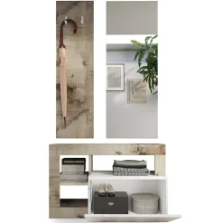 Mobile ingresso 91x173h cm moderno bianco lucido pero Invictus