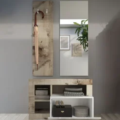 Mobile ingresso 91x173h cm moderno bianco lucido pero Invictus