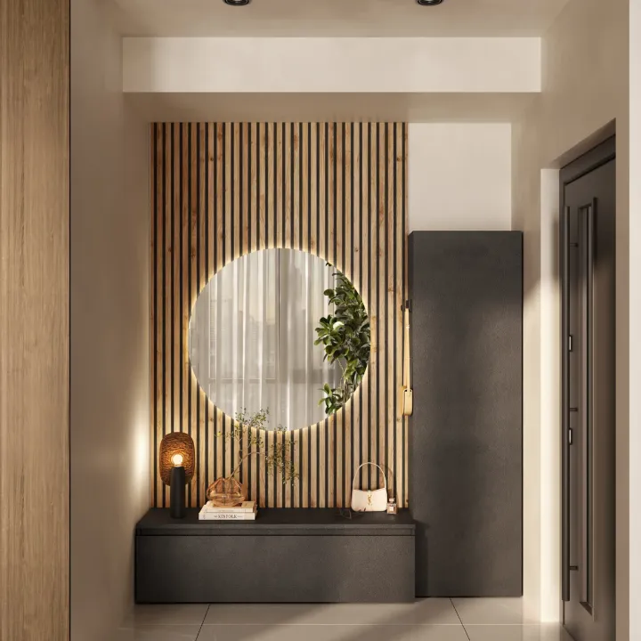 Mobile ingresso 193x220h cm pannello cannettato ossido rovere chiaro Sunset Decor 1013