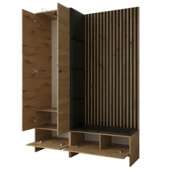 Mobile ingresso 145x168h cm rovere rustico grigio Welly 4