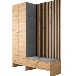 Mobile ingresso 145x168h cm rovere rustico grigio Welly 4