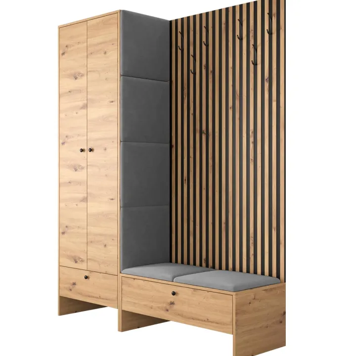 Mobile ingresso 145x168h cm rovere rustico grigio Welly 4