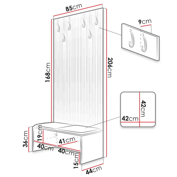 Mobile ingresso 85x206h cm rovere rustico rosa Welly 2