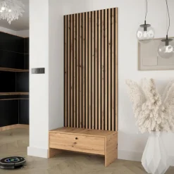 Mobile ingresso 85x206h cm rovere rustico nero Welly
