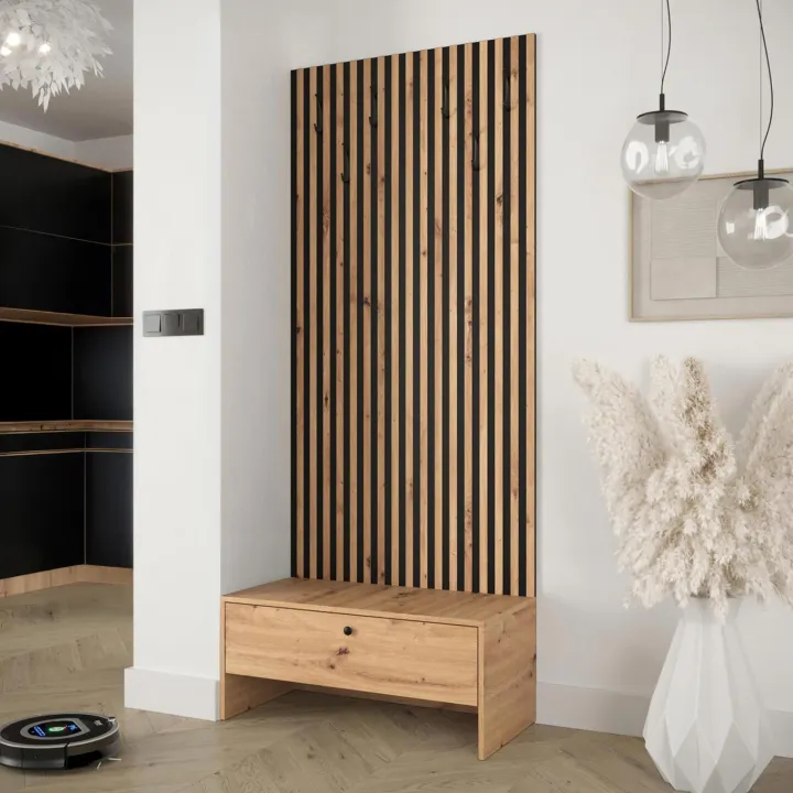 Mobile ingresso 85x206h cm rovere rustico nero Welly