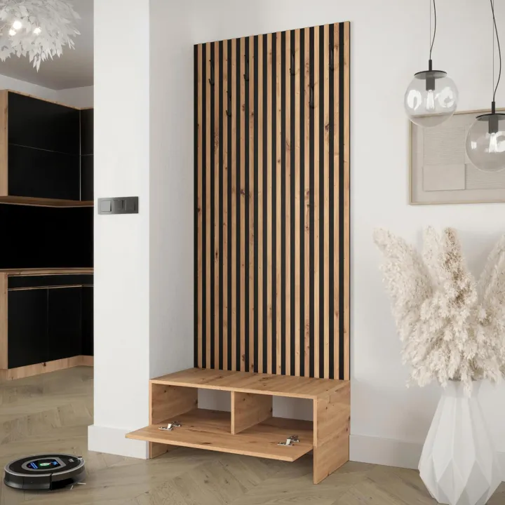 Mobile ingresso 85x206h cm rovere rustico nero Welly