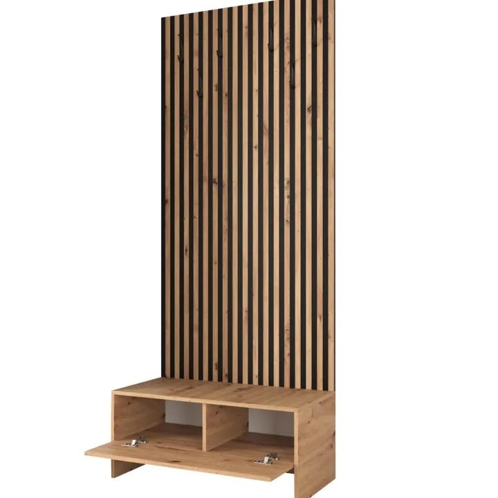Mobile ingresso 85x206h cm rovere rustico nero Welly