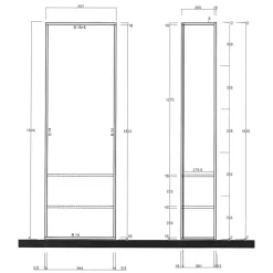 Mobile multiuso ingresso 60x185h cm appendiabiti bianco lucido specchio Olimpo