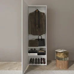 Mobile multiuso ingresso 60x185h cm appendiabiti bianco lucido specchio Olimpo