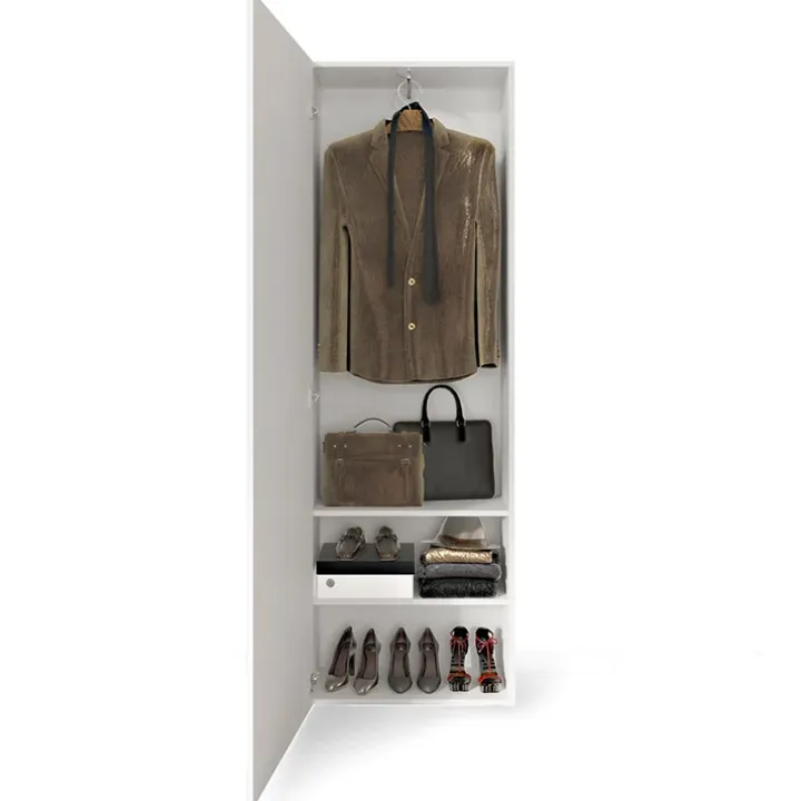 Mobile multiuso ingresso 60x185h cm appendiabiti bianco lucido specchio Olimpo