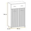 Mobile multiuso ingresso 60x96h cm stampa a righe rovere rustico antracite California Gihome®