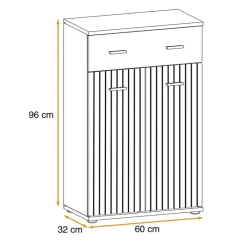Mobile multiuso ingresso 60x96h cm stampa a righe rovere rustico antracite California Gihome®