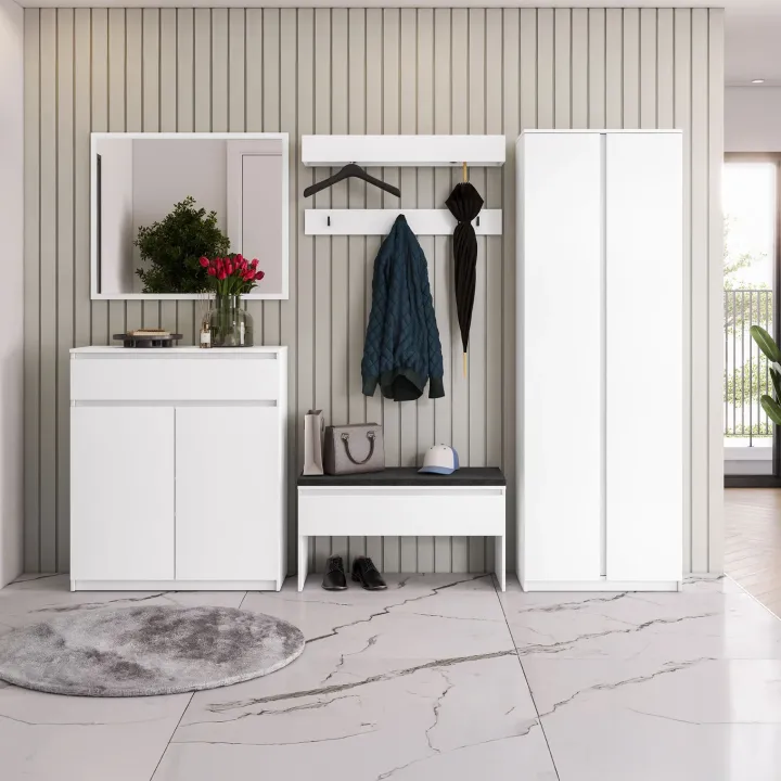 Mobile multiuso ingresso 69x200h cm appendiabiti bianco Accent