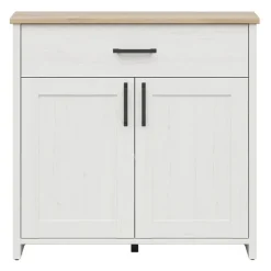 Mobile multiuso 102x99h cm 2 ante 1 cassetto scandinava bianco frassinato rovere Lars