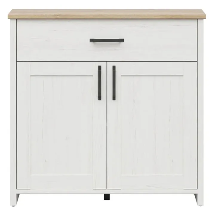 Mobile multiuso 102x99h cm 2 ante 1 cassetto scandinava bianco frassinato rovere Lars