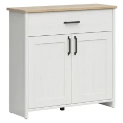 Mobile multiuso 102x99h cm 2 ante 1 cassetto scandinava bianco frassinato rovere Lars