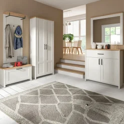 Mobile multiuso 102x99h cm 2 ante 1 cassetto scandinava bianco frassinato rovere Lars