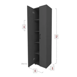 Mobile multiuso 49x178h cm moderno ufficio 2 ante 5 ripiani antracite Arkiva