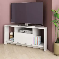Mobile porta TV angolare 110x49h cm 3 vani 1 ribalta bianco lucido Folk
