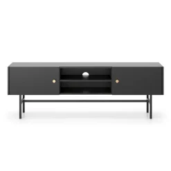 Mobile porta TV moderno 155x52h cm 2 ante nero Eterna
