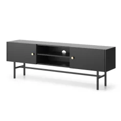 Mobile porta TV moderno 155x52h cm 2 ante nero Eterna