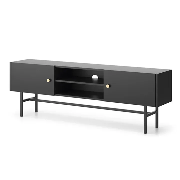 Mobile porta TV moderno 155x52h cm 2 ante nero Eterna